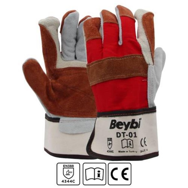 Beybi Dt-01 Deri Kaplı Isıya Dayanıklı Ağır İş Eldiveni (10Lu Paket) 10 beden Beybi Dt-01 Deri Kaplı Isıya Dayanıklı Ağır İş Eldiveni (10Lu Paket) 10 beden