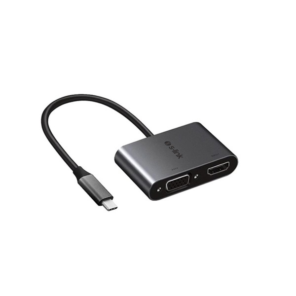 S-link Swapp SW-U516 4K@30Hz TypeC to HDMI + VGA Adaptör S-link Swapp SW-U516 4K@30Hz TypeC to HDMI + VGA Adaptör